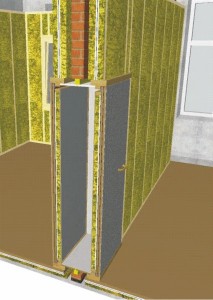 Рисунок 3. Разрез внутристудийной дверной системы, тамбура и стены между двумя соседними помещениями студии (без звукоизоляционных оболочек